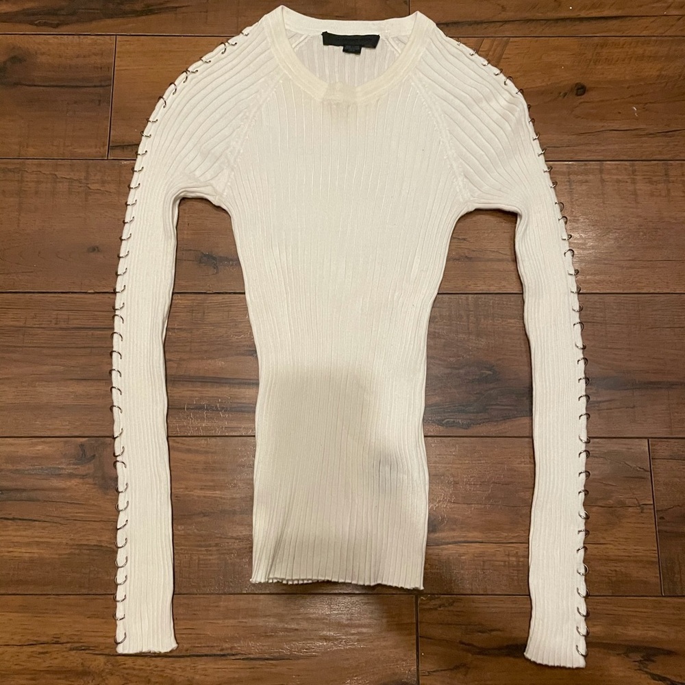 Alexander Wang pierced ring sweater in cream, szXS